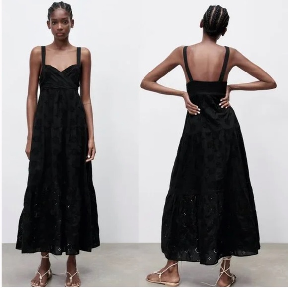 Zara Dresses Zara Openwork Embroidered Dress Black Poshmark